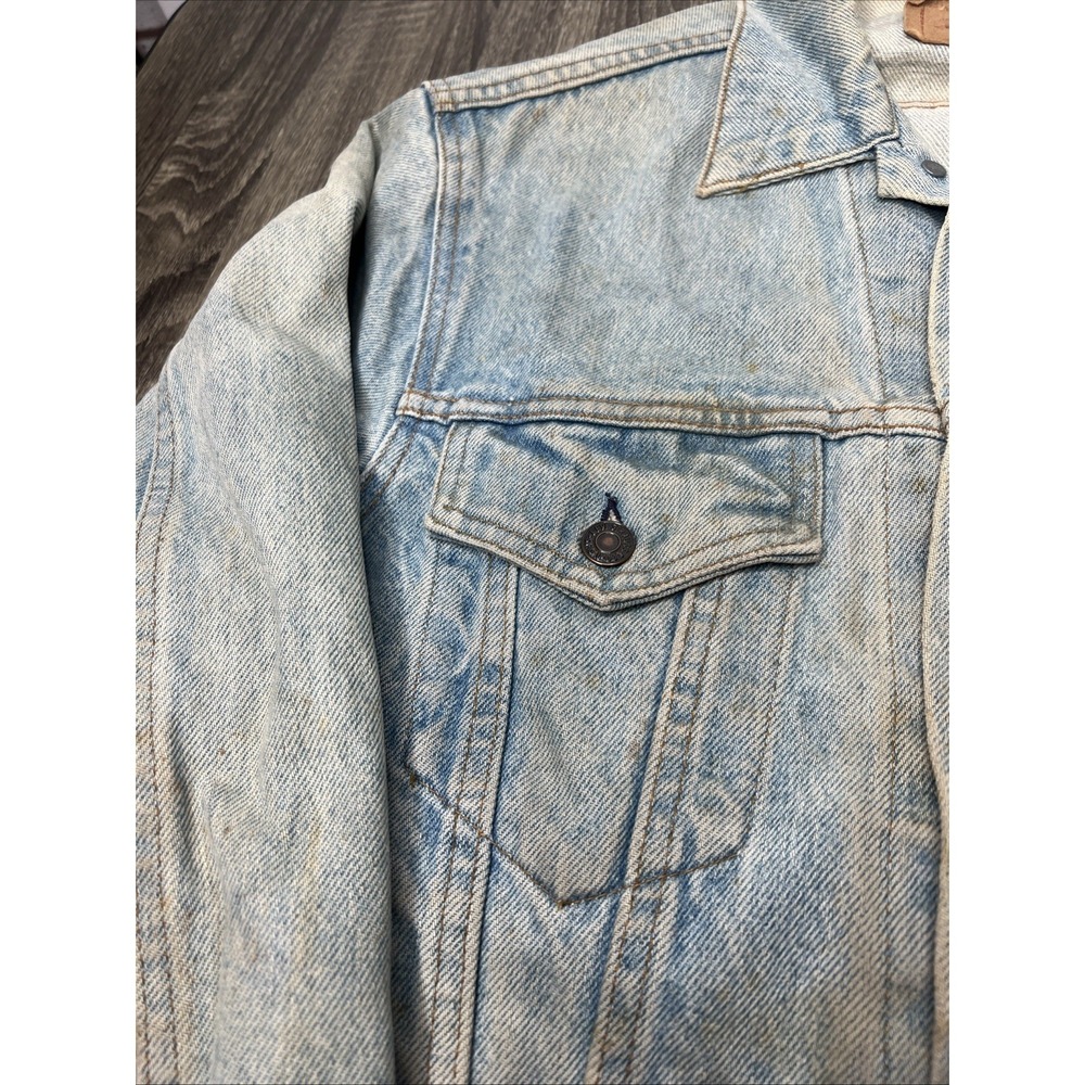 Levi's VTG 70s Denim Trucker Jacket Sz 44 Type 3 70505 0214 Light Wash Thrashed! - Picture 11 of 16